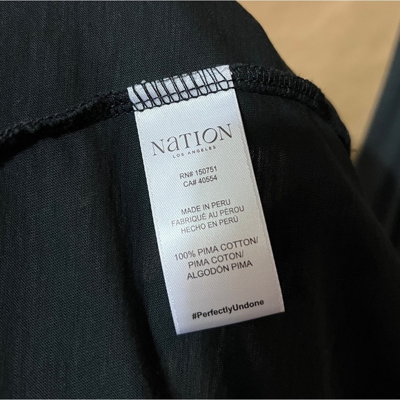 Nation LTD | Evonne Maxi Dress Pima Cotton Tiered Popover Smocked Black Size M - Picture 12 of 13